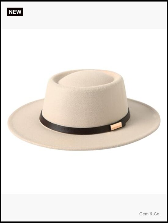 Women Vintage Fedora Hat Wool-Blend Buckle Belt Wide Brim Jazz Hat One Size main image 5